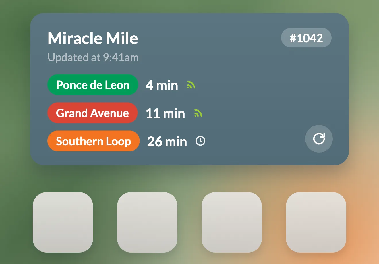 Preview area for upcoming Coral Gables Trolley Tracker Home Screen widgets
